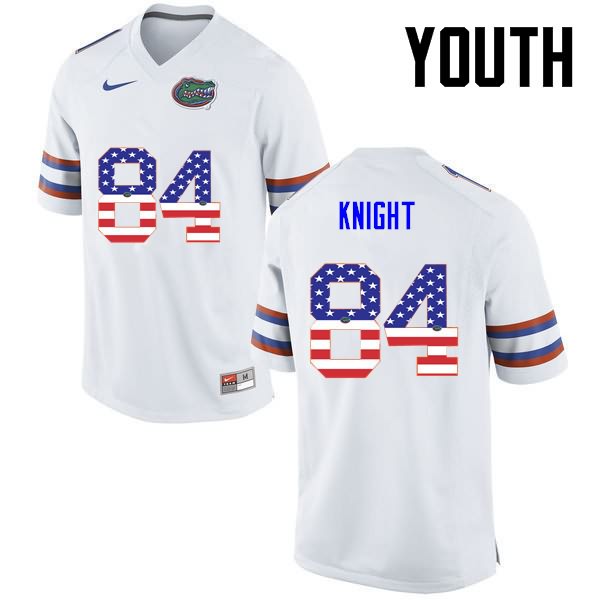 NCAA Florida Gators Camrin Knight Youth #84 USA Flag Fashion Nike White Stitched Authentic College Football Jersey VPS2864SS